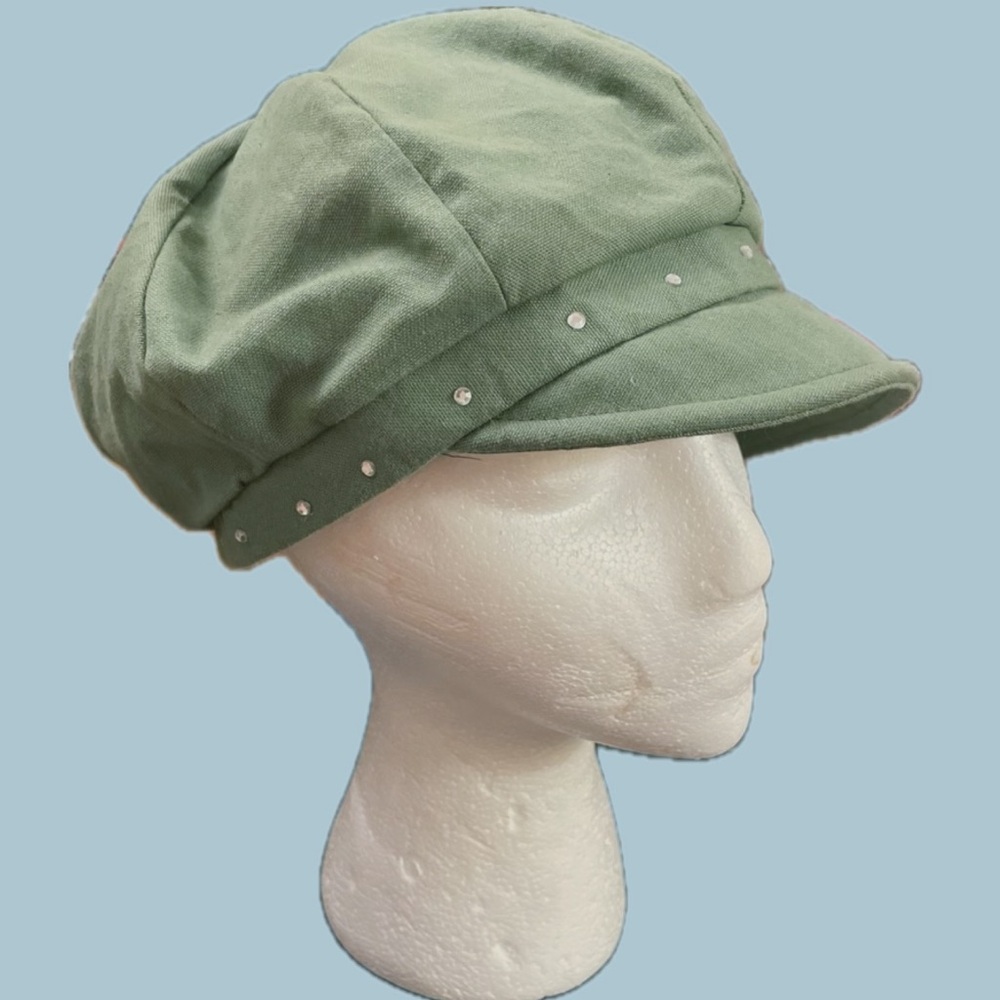 Green Studded Newsboy Cap